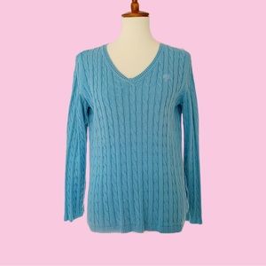 Vintage Blue Fairway & Green Cable Sweater